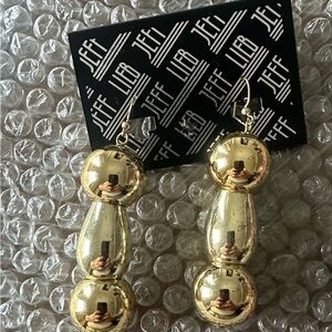 JEFF LIEB Gold Drop Ball Earrings